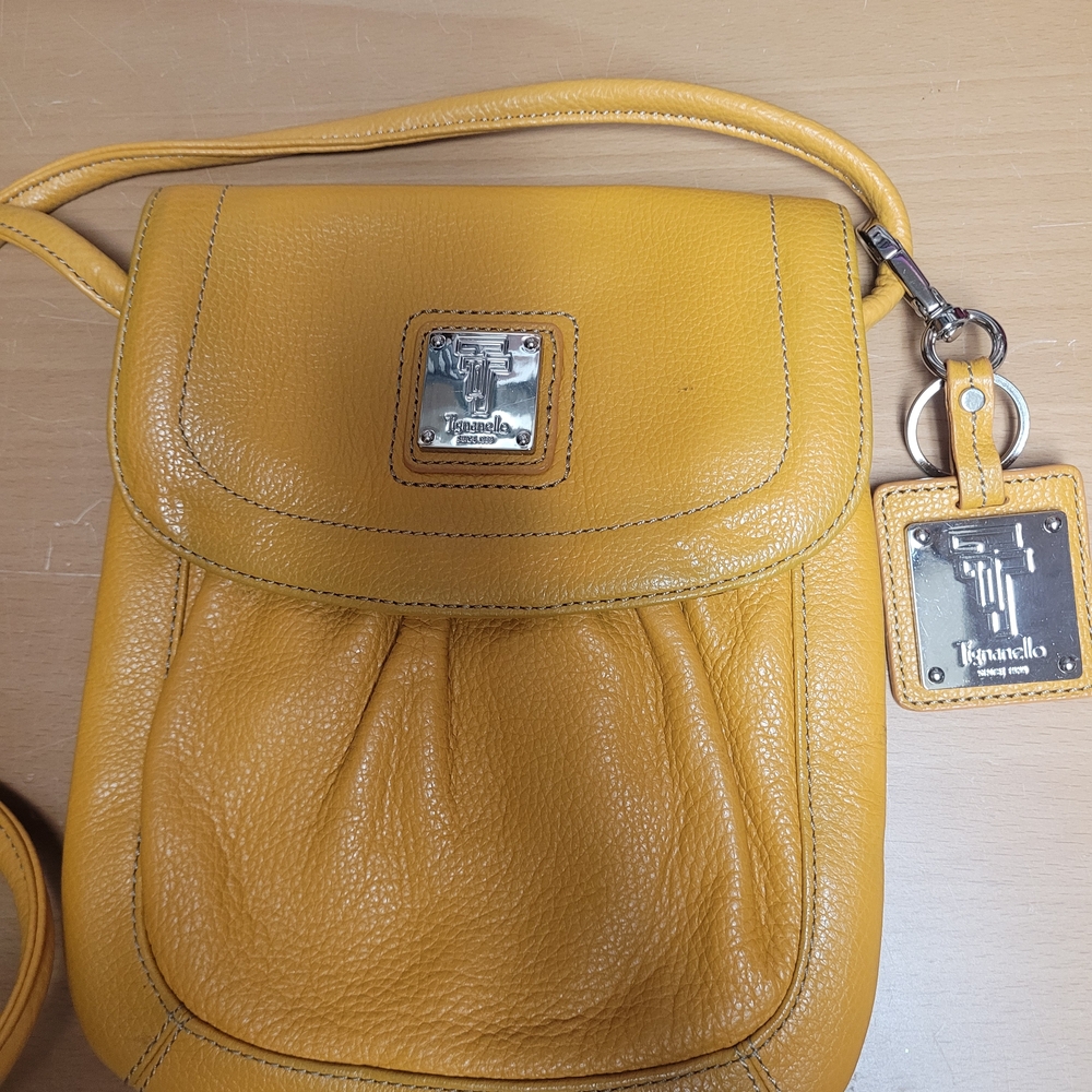 Tignanello Vibrant Yellow Crossbody Bag with Textured Finish